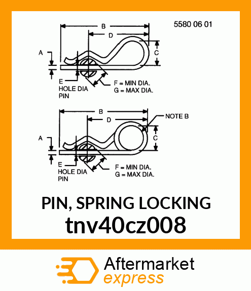 PIN, SPRING LOCKING tnv40cz008