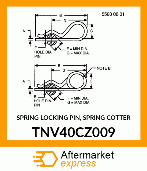 SPRING LOCKING PIN, SPRING COTTER TNV40CZ009