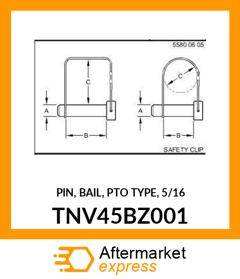 PIN, BAIL, PTO TYPE, 5/16 TNV45BZ001