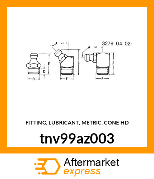 FITTING, LUBRICANT, METRIC, CONE HD tnv99az003