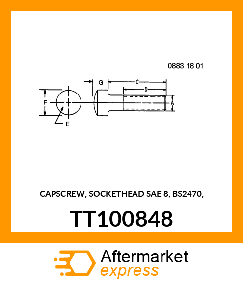 CAPSCREW, SOCKETHEAD SAE 8, BS2470, TT100848