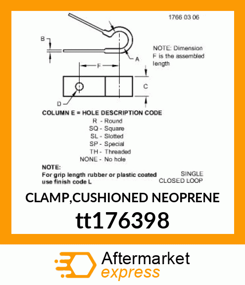 CLAMP,CUSHIONED NEOPRENE tt176398