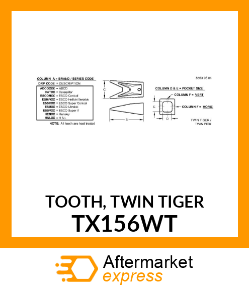 TOOTH, TWIN TIGER TX156WT