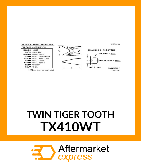 TWIN TIGER TOOTH TX410WT