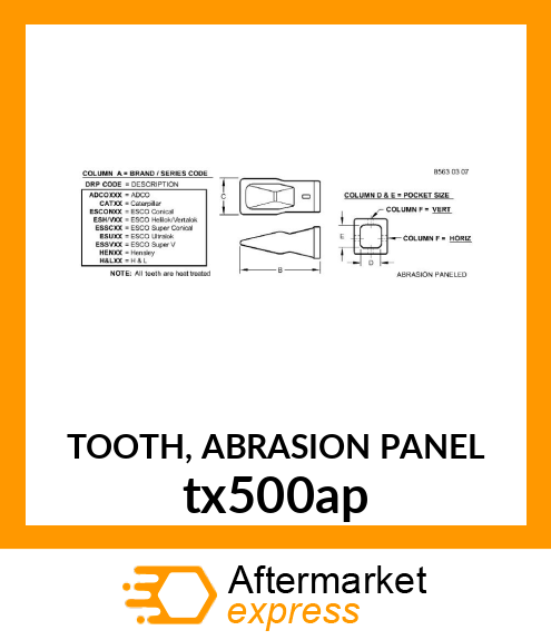 TOOTH, ABRASION PANEL tx500ap