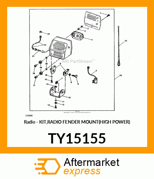 Radio - KIT,RADIO FENDER MOUNT(HIGH POWER) TY15155