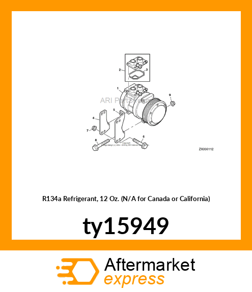 R134a Refrigerant, 12 Oz. (N/A for Canada or California) ty15949