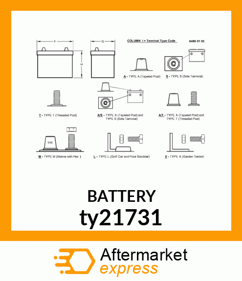 BATTERY,DRY,6V,BCI 1,CCA 625 ty21731