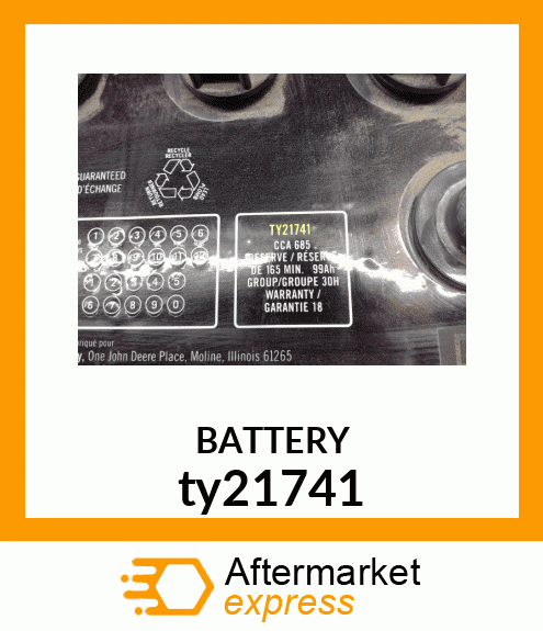 BATTERY,DRY,12V,BCI 30H,CCA 685 ty21741