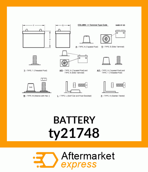 BATTERY,DRY,12V,BCI 8D,CCA 1155 ty21748