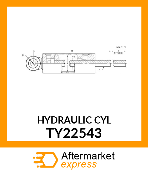 HYD. CYL. (3" X 16") 3000 PSI TY22543