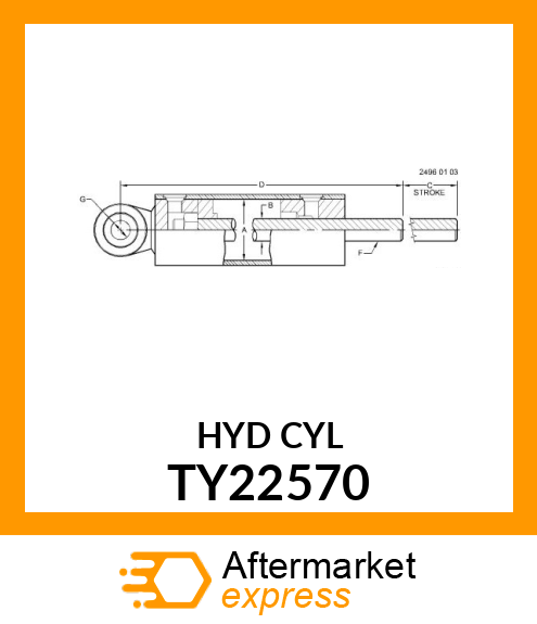 HYD. CYL. (3" X 12") 3000 PSI TY22570