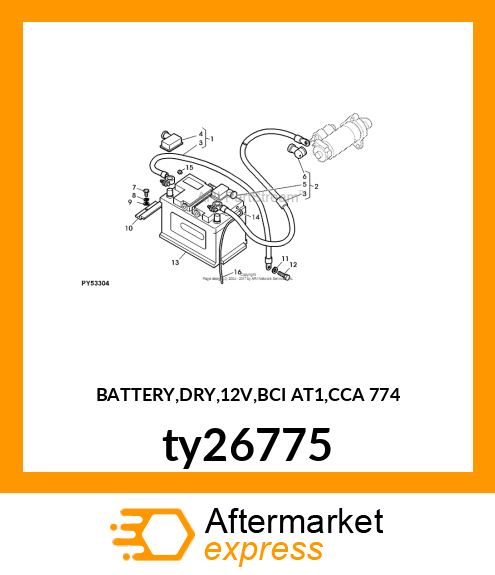 BATTERY,DRY,12V,BCI AT1,CCA 774 ty26775