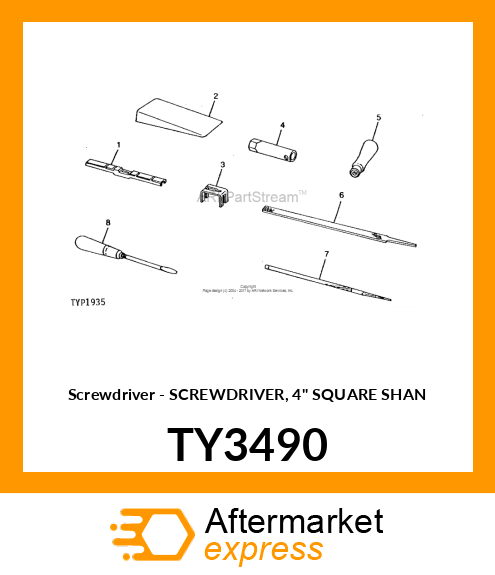 Screwdriver - SCREWDRIVER, 4" SQUARE SHAN TY3490