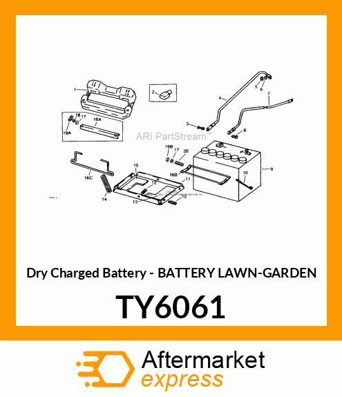 Dry Charged Battery - BATTERY LAWN-GARDEN TY6061