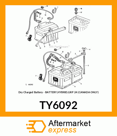 Dry Charged Battery - BATTERY,HYBRID,GRP 24 (CANADA ONLY) TY6092