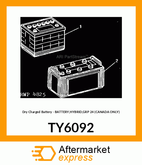 Dry Charged Battery - BATTERY,HYBRID,GRP 24 (CANADA ONLY) TY6092