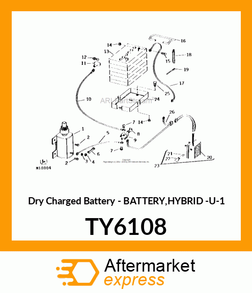 Dry Charged Battery - BATTERY,HYBRID -U-1 TY6108