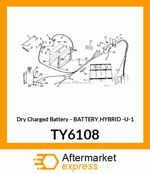 Dry Charged Battery - BATTERY,HYBRID -U-1 TY6108