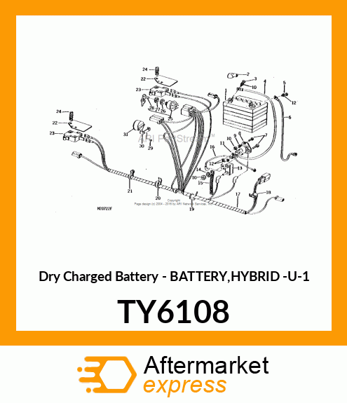 Dry Charged Battery - BATTERY,HYBRID -U-1 TY6108