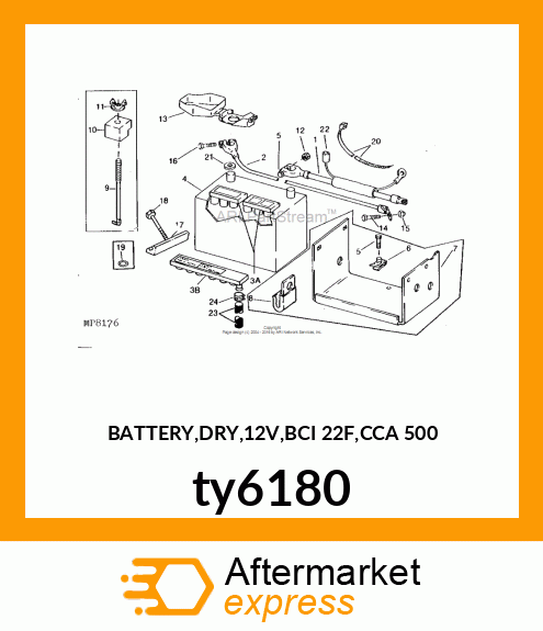 BATTERY,DRY,12V,BCI 22F,CCA 500 ty6180