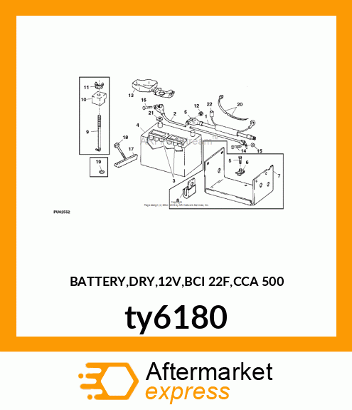 BATTERY,DRY,12V,BCI 22F,CCA 500 ty6180