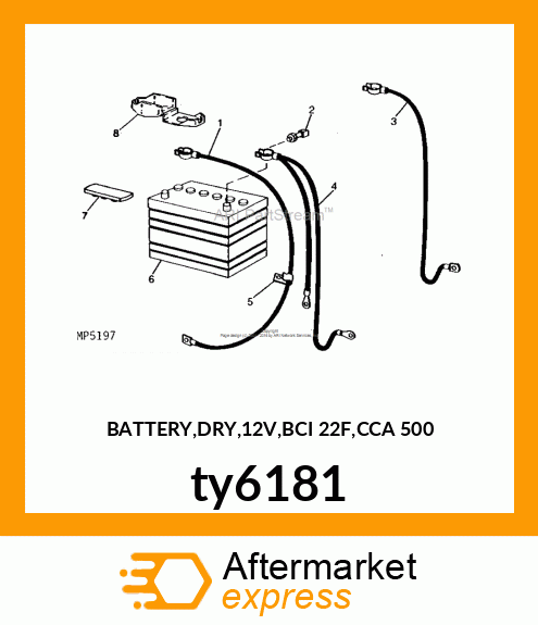 BATTERY,DRY,12V,BCI 22F,CCA 500 ty6181