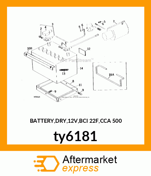 BATTERY,DRY,12V,BCI 22F,CCA 500 ty6181