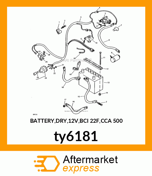 BATTERY,DRY,12V,BCI 22F,CCA 500 ty6181