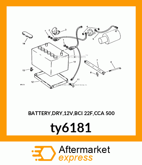 BATTERY,DRY,12V,BCI 22F,CCA 500 ty6181