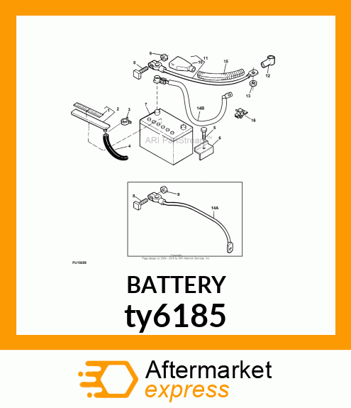 BATTERY,DRY,12V,BCI 45,CCA 500 ty6185