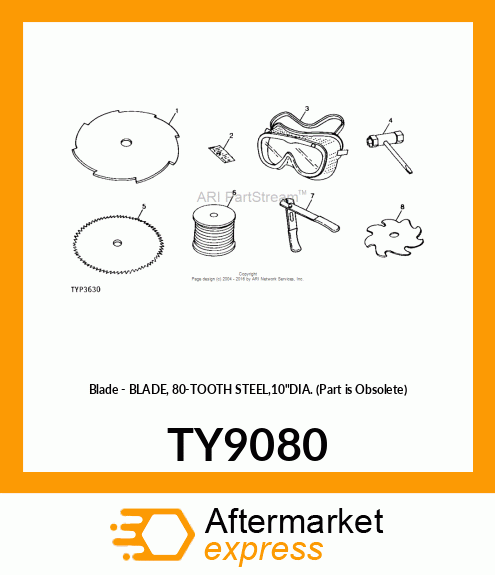 Blade - BLADE, 80-TOOTH STEEL,10"DIA. (Part is Obsolete) TY9080
