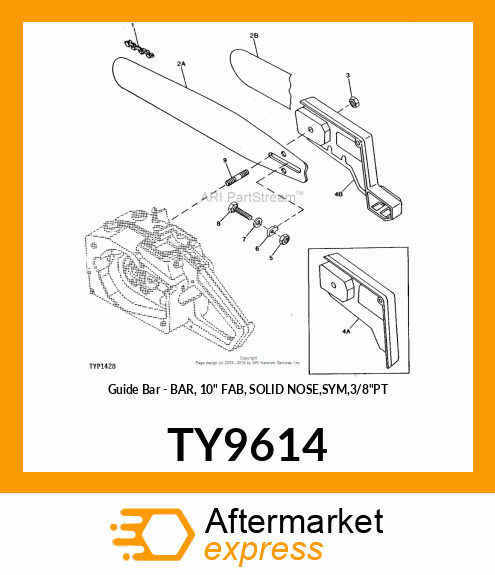 Guide Bar - BAR, 10" FAB, SOLID NOSE,SYM,3/8"PT TY9614