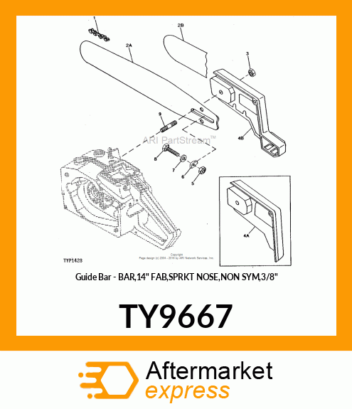 Guide Bar - BAR,14" FAB,SPRKT NOSE,NON SYM,3/8" TY9667