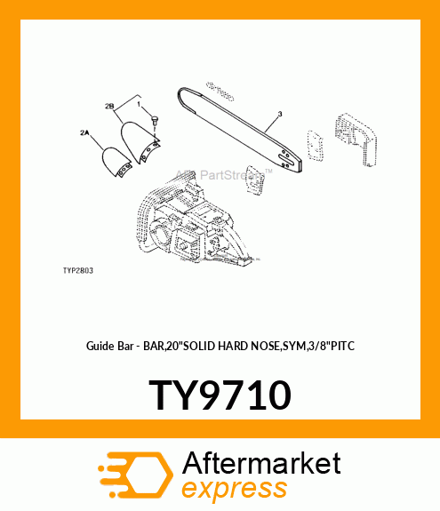 Guide Bar - BAR,20"SOLID HARD NOSE,SYM,3/8"PITC TY9710