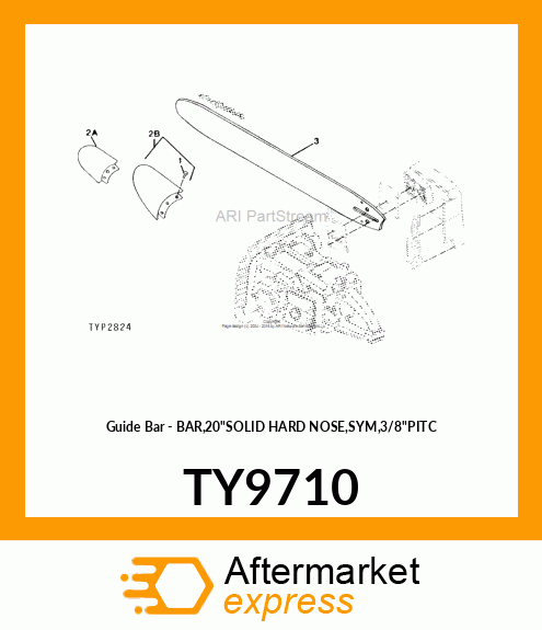 Guide Bar - BAR,20"SOLID HARD NOSE,SYM,3/8"PITC TY9710