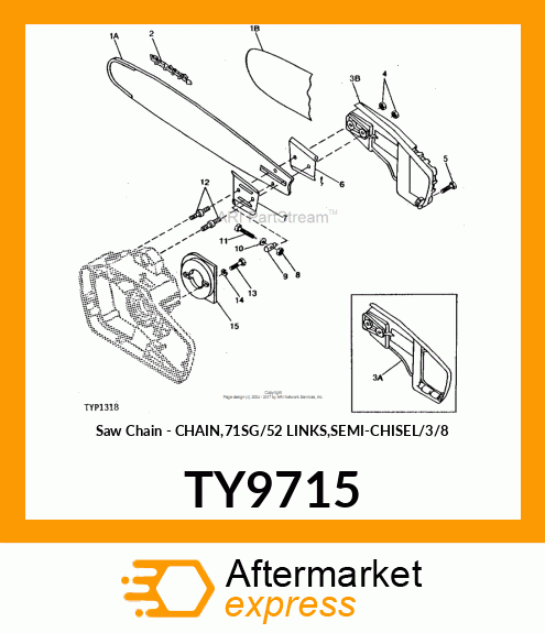 Saw Chain - CHAIN,71SG/52 LINKS,SEMI-CHISEL/3/8 TY9715