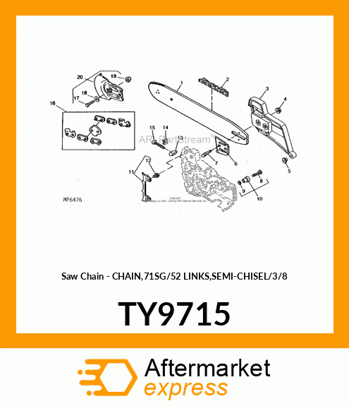 Saw Chain - CHAIN,71SG/52 LINKS,SEMI-CHISEL/3/8 TY9715