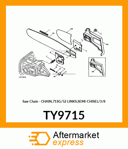 Saw Chain - CHAIN,71SG/52 LINKS,SEMI-CHISEL/3/8 TY9715