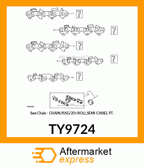 Saw Chain - CHAIN,91SG/25' ROLL,SEMI-CHISEL PT. TY9724