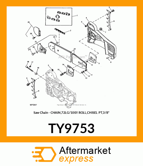 Saw Chain - CHAIN,72LG/100' ROLL,CHISEL PT,3/8" TY9753