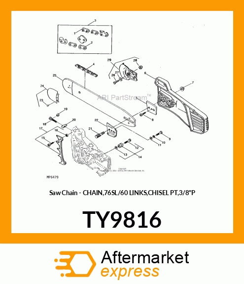 Saw Chain - CHAIN,76SL/60 LINKS,CHISEL PT,3/8"P TY9816