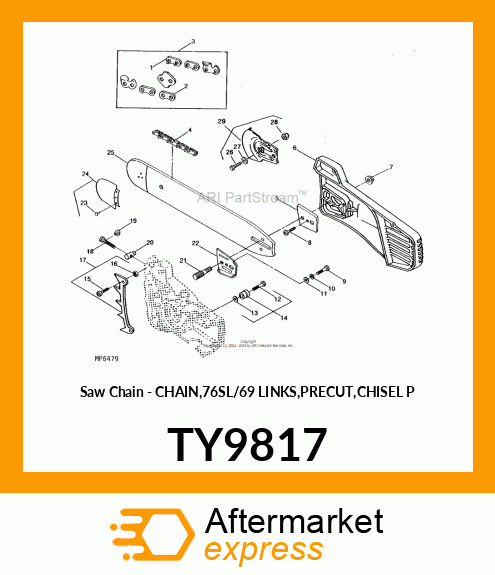 Saw Chain - CHAIN,76SL/69 LINKS,PRECUT,CHISEL P TY9817