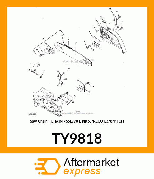Saw Chain - CHAIN,76SL/70 LINKS,PRECUT,3/8"PTCH TY9818