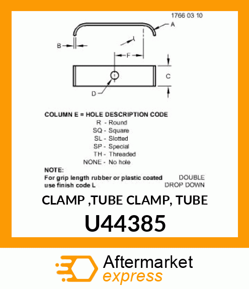 CLAMP ,TUBE CLAMP, TUBE U44385