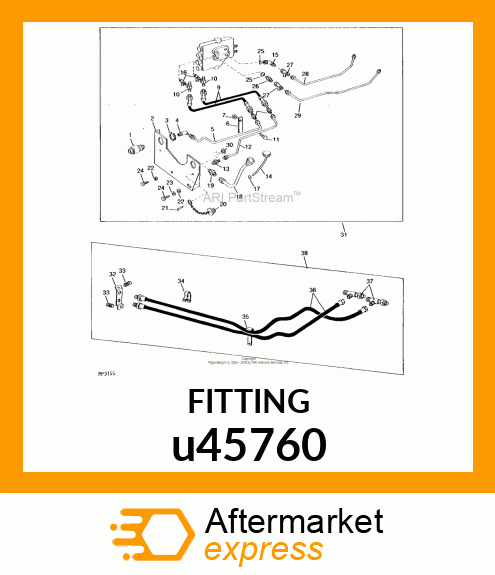 FITTING, 37 DEGREE FLARE SWIVEL RUN u45760