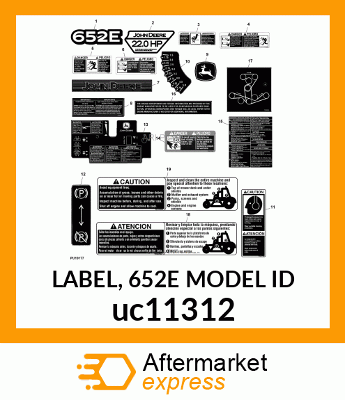 LABEL, 652E MODEL ID uc11312