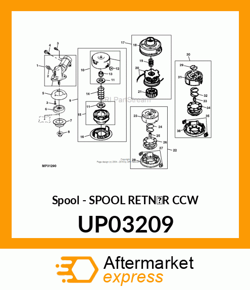 Spool - SPOOL RETN'R CCW UP03209