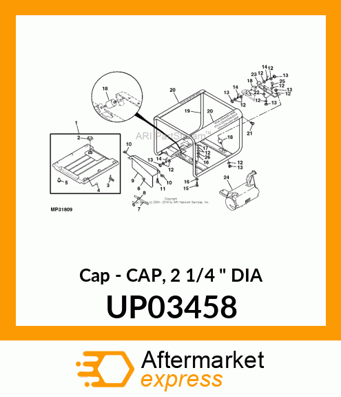 Cap - CAP, 2 1/4 " DIA UP03458