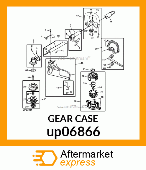 GEAR CASE ASSEMBLY .25"SQ,M8LH, 1" up06866